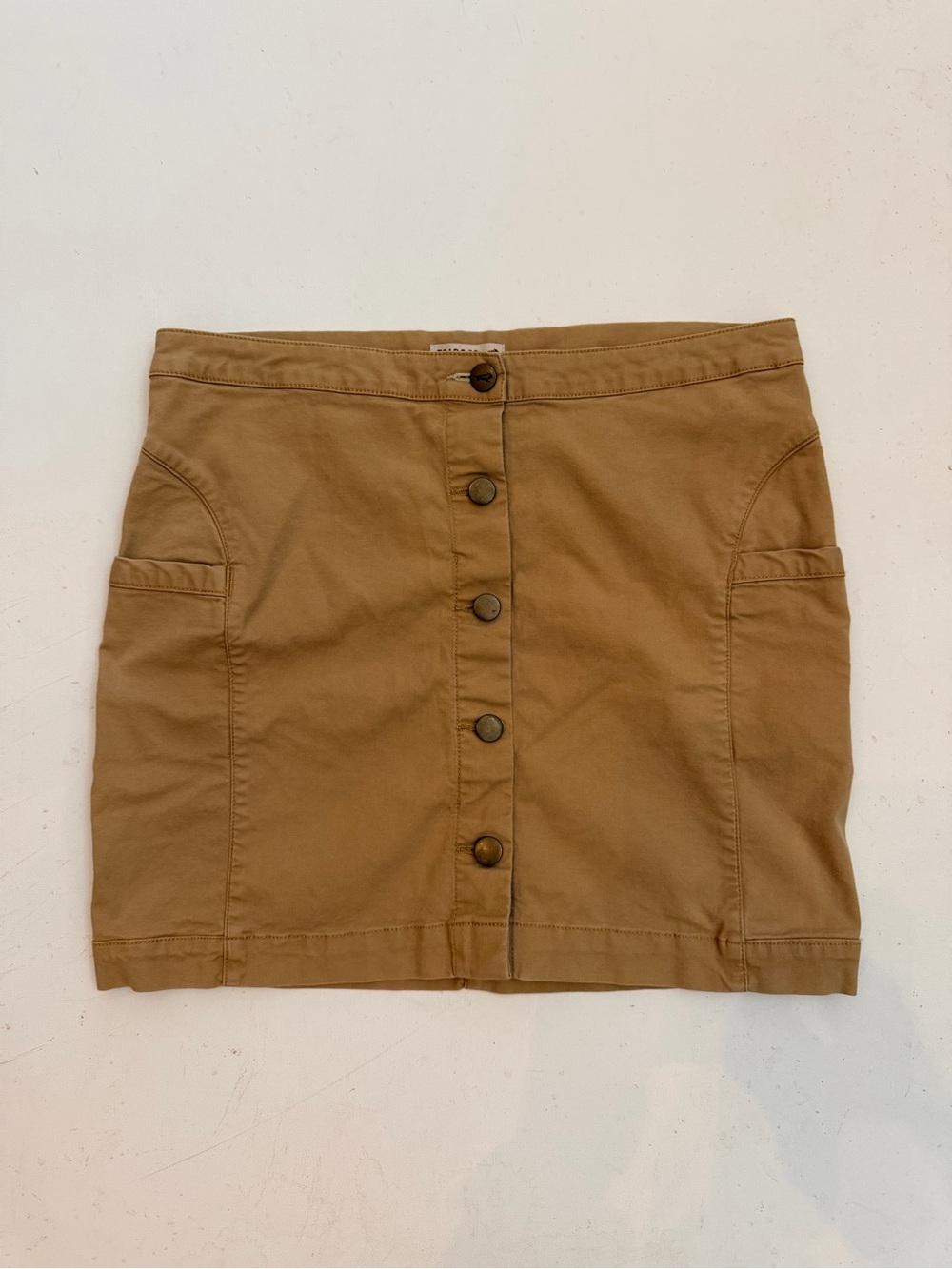 Toad & Co tan chino mini skirt with pockets